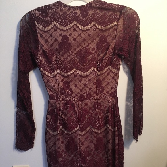 Deep Plunge V-neck dark purple lacey mini dress - Picture 8 of 8